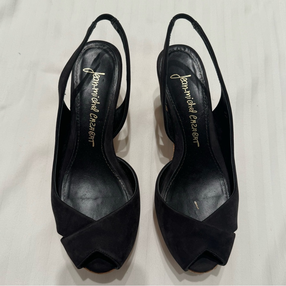 Jean-Michel Cazabat Black Suede Wedges